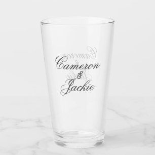 Simple elegant wedding couple name stylish calligr glass