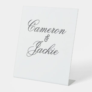 Simple elegant wedding couple name stylish calligr pedestal sign
