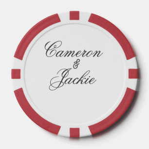 Simple elegant wedding couple name stylish calligr poker chips