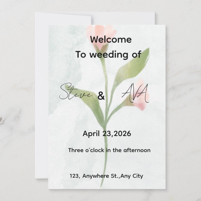 Simple & Elegant Wedding Invitation (Front)