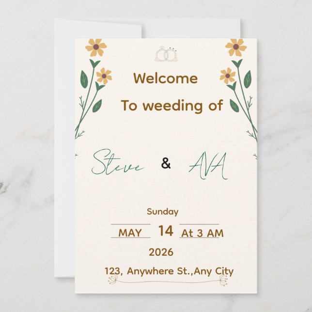 Simple Elegant Wedding Invitation (Devant)