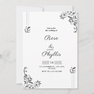 Simple elegant  wedding invitation in grey with fl