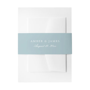 Simple Elegant Wedding Invitation Smoky Blue Belly Band