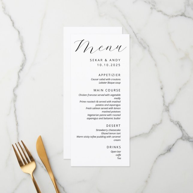 Simple elegant wedding menu (Front/Back In Situ)