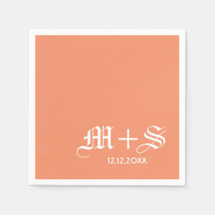 Simple Elegant Wedding Monograms Orange Napkin