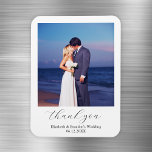 Simple Elegant Wedding Photo Thank You Magnet<br><div class="desc">Wedding thank you magnet cards with a photo of the couple and a simple yet elegant design. Personalize it with their names and the wedding date or a custom message for the guests.</div>