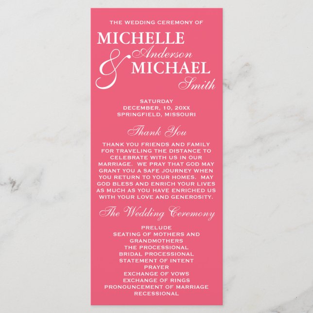 Simple Elegant Wedding Program (Front)