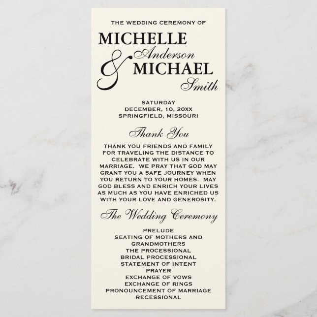 Simple Elegant Wedding Program (Front)