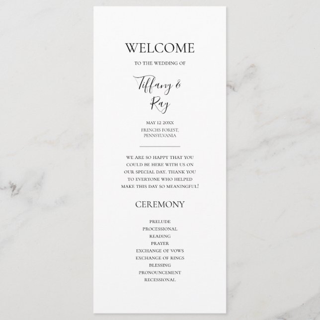 Simple Elegant Wedding Program (Front)