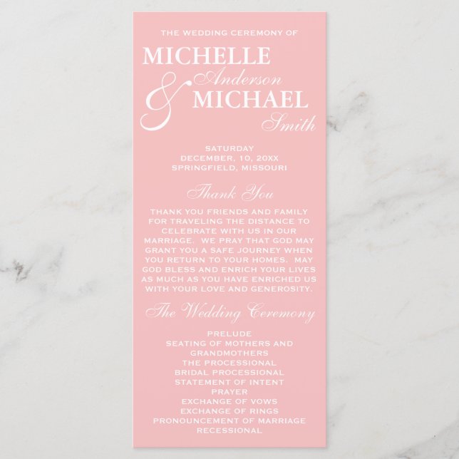 Simple Elegant Wedding Program (Front)