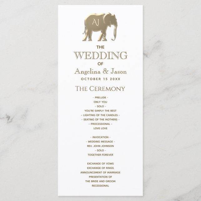 Simple Elegant Wedding Program (Front)