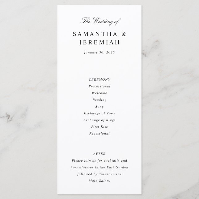 Simple Elegant Wedding Program (Front)