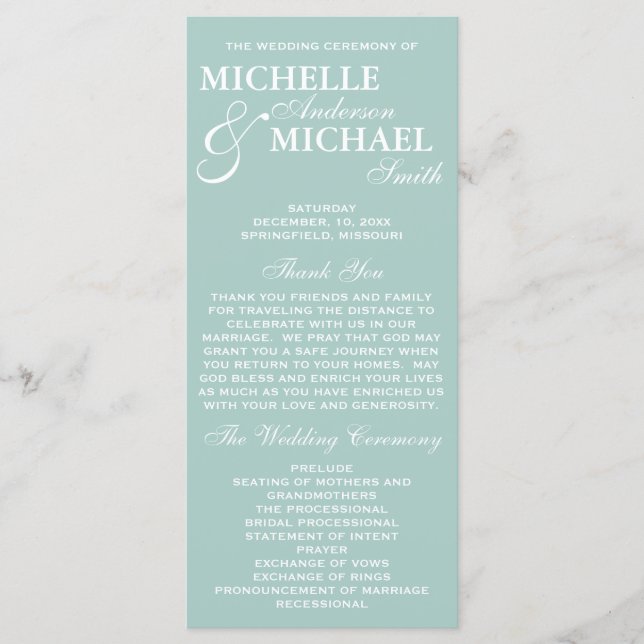 Simple Elegant Wedding Program (Front)