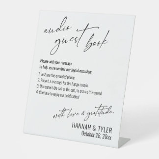 Simple Elegant Wedding Reception Audio Guest Book Pedestal Sign