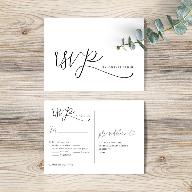 Simple Elegant Wedding RSVP Postcard (Creator Uploaded)