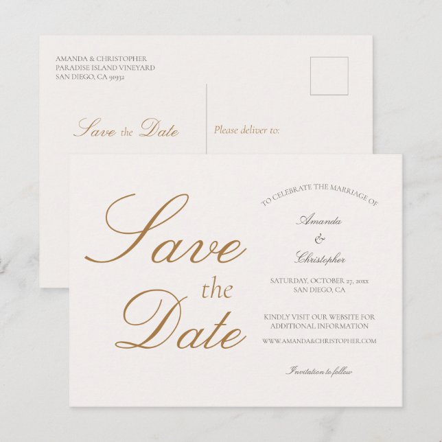 Simple Elegant Wedding Save the Date Postcard (Front/Back)