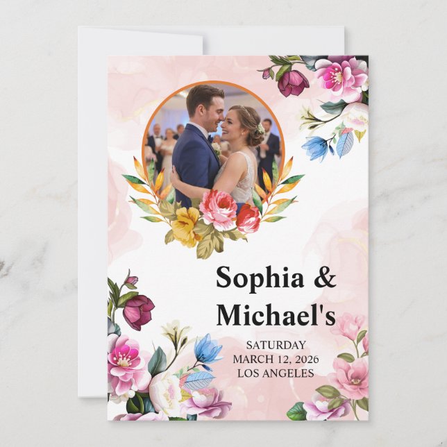 Simple Elegant Wedding Save The Date Text Photo Invitation (Front)