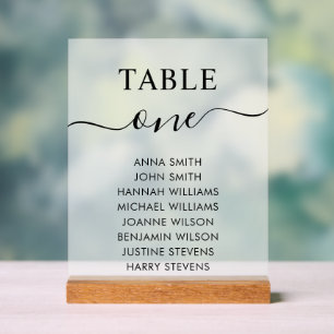 Simple Elegant Wedding Seating Chart Table Number 