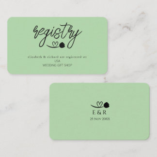 Simple Elegant Wedding Shower Gift Registry Enclosure Card