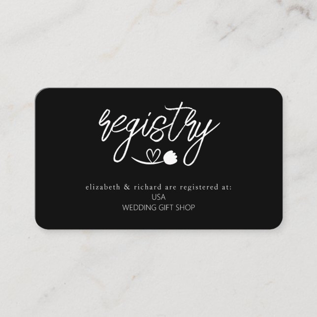 Simple Elegant Wedding Shower Gift Registry Enclosure Card (Front)