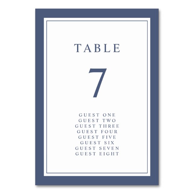 Simple Elegant Wedding Table Number (Front)