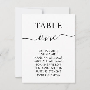 Simple Elegant Wedding Table Number Seating Chart