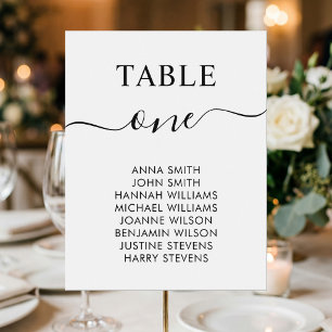 Simple Elegant Wedding Table Number Seating Chart