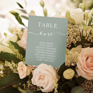 Simple Elegant Wedding Table Number Seating Chart