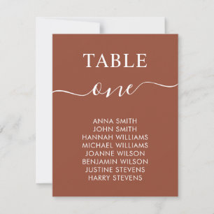 Simple Elegant Wedding Table Number Seating Chart