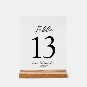 Simple Elegant Wedding Table Number With Initial A Acrylic Sign