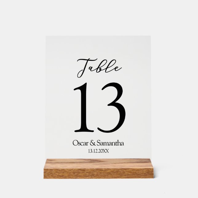 Simple Elegant Wedding Table Number With Initial A Acrylic Sign (Front)