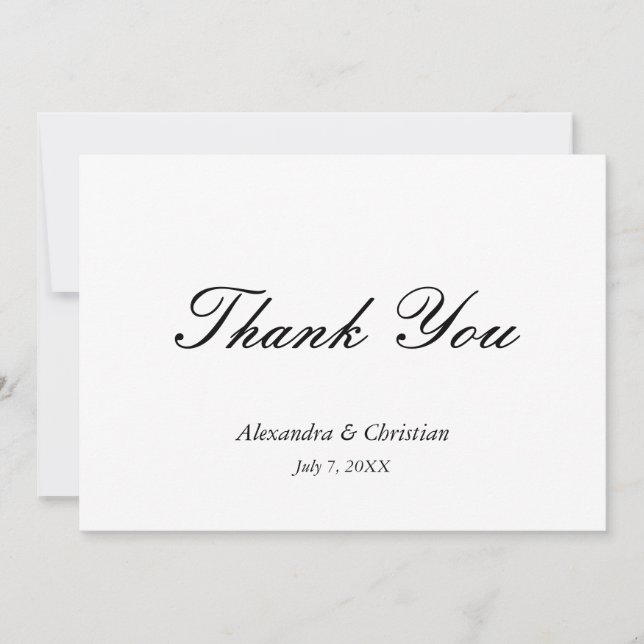 Simple Elegant Wedding Thank You Message Back Card (Front)