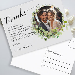 Simple, elegant, weddings "Thanks" 1 Photo Postcard