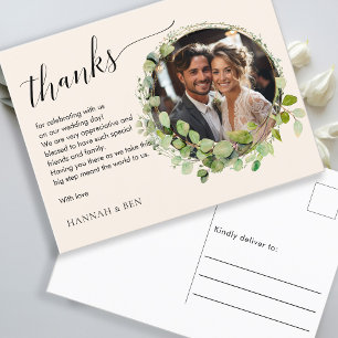 Simple, elegant, weddings "Thanks" 1 Photo Postcard