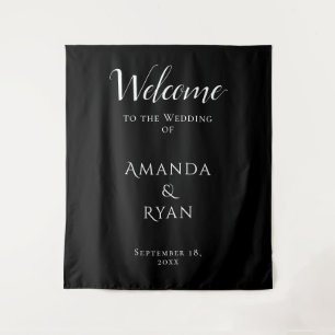 Simple Elegant Welcome Script Wedding Backdrop Tapestry