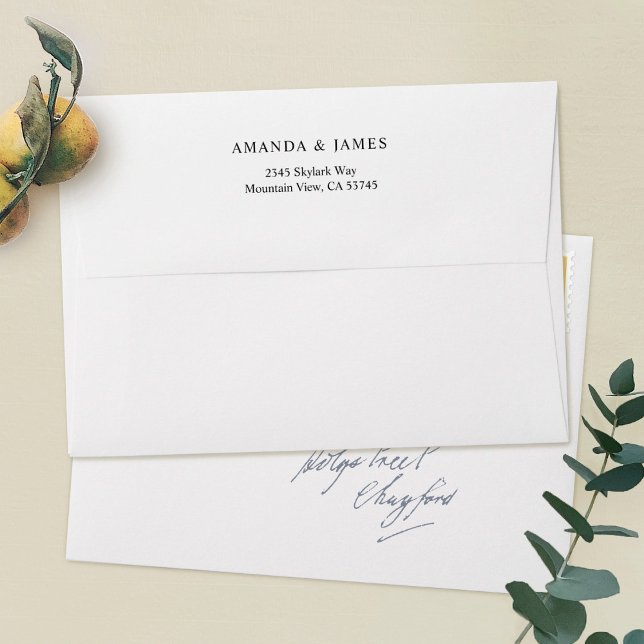 Simple Elegant White 5 x 7 Wedding Return Address Envelope (Creator Uploaded)