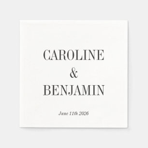 Simple Elegant White Background Custom Wedding Napkin