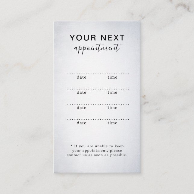  Simple Elegant White Beauty Appointment Card (Front)