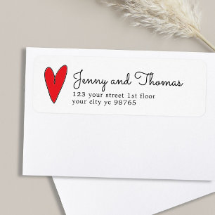 Simple Elegant White Boho Red Heart Wedding