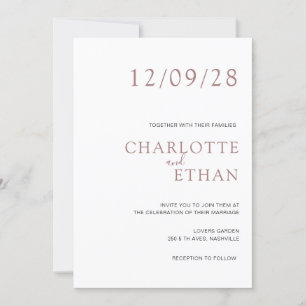 Simple, elegant white brown invitation