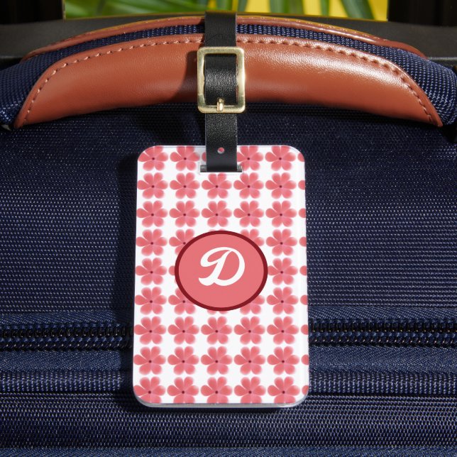 simple elegant white brown monogram personalized luggage tag (Front Insitu 2)