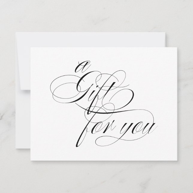 Simple Elegant White Calligraphy Gift Certificate (Front)