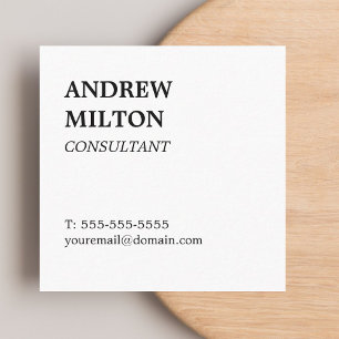 Simple Elegant White Consultant Square Business Card