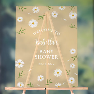Simple Elegant White Daisies Baby Shower Welcome Acrylic Sign