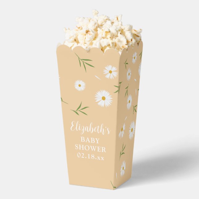Simple Elegant White Daisies Summer Baby Shower Favor Box (Popped)