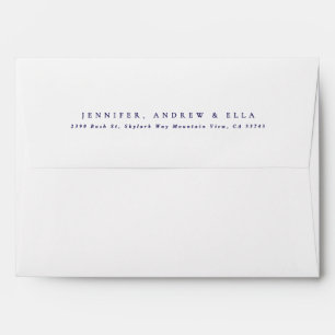 Simple Elegant White Dark Navy Blue Baptism Invite Envelope