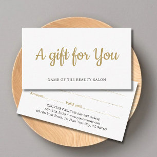 Simple Elegant White Faux Gold Beauty Carte cadeau