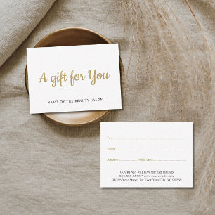 Simple Elegant White Faux Gold Beauty Gift card