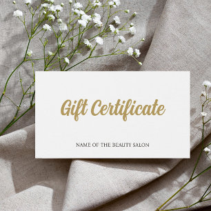 Simple Elegant White Faux Gold Beauty Gift card