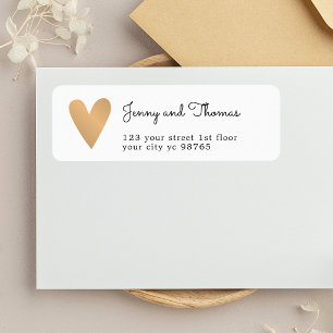 Simple Elegant White Faux Gold Heart Wedding